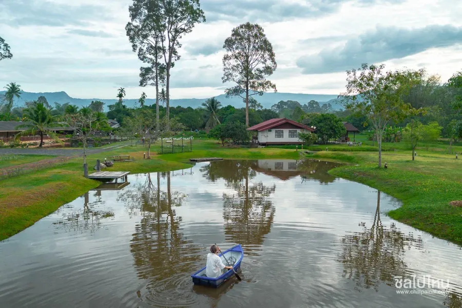 บ้านสวนสายสมร ที่พักนครนายก บรรยากาศสวนผลไม้